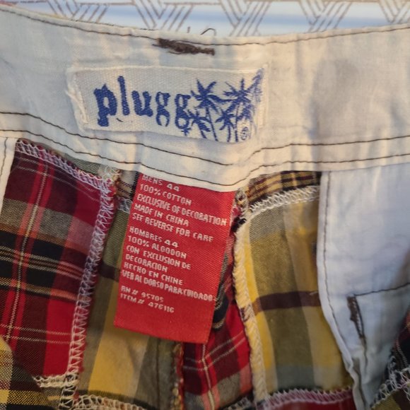 COPY - PLUGG JEAN CO Mens 100% Cotton Cargo Shorts #476116 Size 44 Red Plaid - Picture 4 of 11